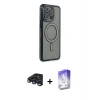 ieg™ iPhone 15 Pro Max Kılıf Zirve Doku Prime - Siyah Bilvis 5in1 3D Magic Cam Ekran Koruyucu + Raze Metal Kamera Lens - LT