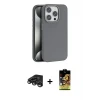 ieg™ iPhone 15 Pro Max Kılıf Zirve Modern Prime - Siyah Buffer Cam Ekran Koruyucu + Raze Metal Kamera Lens - TMGI