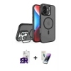 ieg™ iPhone 16 Kılıf Akış Form - Şeffaf Pasifik Cam Ekran Koruyucu + Bilvis Titan Kamera Lens - SH