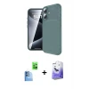 ieg™ iPhone 16 Kılıf Eksen Form Prime - Siyah Bilvis 5in1 5D Magic Hayalet Cam Ekran Koruyucu + Raze Metal Kamera Lens - LT