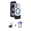 ieg™ iPhone 16 Kılıf Kozmos Form Özel Seri - Siyah Bilvis 5in1 3D Magic Cam Ekran Koruyucu + Bilvis Titan Kamera Lens - YL