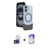 ieg™ iPhone 16 Kılıf Kozmos Form Özel Seri - Siyah Bilvis 5in1 3D Magic Cam Ekran Koruyucu + Bilvis Titan Kamera Lens - YL
