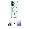 ieg™ iPhone 16 Kılıf Nova Işık Özel Seri - Siyah Bilvis 5in1 5D Magic Hayalet Cam Ekran Koruyucu + Bilvis Titan Kamera Lens - PE