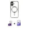 ieg™ iPhone 16 Kılıf Nova Işık Özel Seri - Siyah Bilvis 5in1 5D Magic Hayalet Cam Ekran Koruyucu + Bilvis Titan Kamera Lens - PE