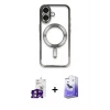 ieg™ iPhone 16 Kılıf Nova Işık Özel Seri - Siyah Bilvis 5in1 5D Magic Hayalet Cam Ekran Koruyucu + Bilvis Titan Kamera Lens - PE