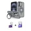 ieg™ iPhone 16 Kılıf Nova Minimal Serisi - Siyah Bilvis 5in1 5D Magic Hayalet Cam Ekran Koruyucu + Bilvis Titan Kamera Lens - GS