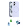ieg™ iPhone 16 Plus Kılıf Yankı Form Serisi - Siyah 3D Antistatik Seramik Nano Ekran Koruyucu + Raze Metal Kamera Lens - LT