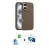ieg™ iPhone 16 Plus Kılıf Yankı Form Serisi - Siyah 3D Antistatik Seramik Nano Ekran Koruyucu + Raze Metal Kamera Lens - LT