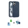 ieg™ iPhone 16 Plus Kılıf Yankı Form Serisi - Siyah 3D Antistatik Seramik Nano Ekran Koruyucu + Raze Metal Kamera Lens - LT