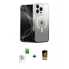 ieg™ iPhone 16 Pro Kılıf Eksen Minimal Özel Seri - Siyah Buffer Cam Ekran Koruyucu + Raze Metal Kamera Lens - BZ
