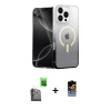 ieg™ iPhone 16 Pro Kılıf Eksen Minimal Özel Seri - Siyah Buffer Hayalet Cam Ekran Koruyucu + Raze Metal Kamera Lens - SH