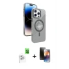 ieg™ iPhone 16 Pro Kılıf Nova Modern Prime - Siyah 3D Antistatik Mat Seramik Nano Ekran Koruyucu + Raze Metal Kamera Lens - BZ