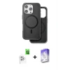 ieg™ iPhone 16 Pro Kılıf Pusula Işık Koleksiyonu - Siyah Bilvis 5in1 3D Magic Cam Ekran Koruyucu + Raze Metal Kamera Lens - BZ