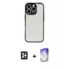 ieg™ iPhone 16 Pro Max Kılıf Ahenk Çizgi Serisi - Siyah Bilvis 5in1 3D Magic Cam Ekran Koruyucu + PVD Metal Kamera Lens - SH