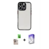ieg™ iPhone 16 Pro Max Kılıf Ahenk Çizgi Serisi - Siyah Bilvis 5in1 3D Magic Cam Ekran Koruyucu + Raze Metal Kamera Lens - NLGY