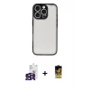 ieg™ iPhone 16 Pro Max Kılıf Ahenk Çizgi Serisi - Siyah Buffer Cam Ekran Koruyucu + Bilvis Titan Kamera Lens - SH
