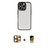 ieg™ iPhone 16 Pro Max Kılıf Ahenk Çizgi Serisi - Siyah Buffer Cam Ekran Koruyucu + Pers Alüminyum Kamera Lens - CLTM