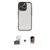 ieg™ iPhone 16 Pro Max Kılıf Ahenk Çizgi Serisi - Siyah Buffer Hayalet Cam Ekran Koruyucu + Bilvis Titan Kamera Lens - GS