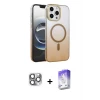ieg™ iPhone 16 Pro Max Kılıf Ahenk Doku Özel Seri - Siyah Bilvis 5in1 3D Magic Cam Ekran Koruyucu + Pers Alüminyum Kamera Lens - GI