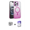 ieg™ iPhone 16 Pro Max Kılıf Ahenk Doku Özel Seri - Siyah Bilvis 5in1 3D Magic Cam Ekran Koruyucu + Pers Alüminyum Kamera Lens - GI
