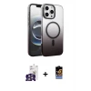 ieg™ iPhone 16 Pro Max Kılıf Ahenk Doku Özel Seri - Siyah Buffer Hayalet Cam Ekran Koruyucu + Bilvis Titan Kamera Lens - GS
