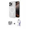 ieg™ iPhone 16 Pro Max Kılıf Ahenk Yansıma Prime - Siyah Bilvis 3X AR HD Cam Ekran Koruyucu + Pers Alüminyum Kamera Lens - GI