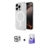 ieg™ iPhone 16 Pro Max Kılıf Ahenk Yansıma Prime - Siyah Bilvis 5in1 5D Magic Hayalet Cam Ekran Koruyucu + Pers Alüminyum Kamera Lens - GI