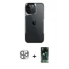 ieg™ iPhone 16 Pro Max Kılıf Akış Çizgi Koleksiyonu - Siyah 360 Mat Full Body Arka Koruyucu + Pers Alüminyum Kamera Lens - GI