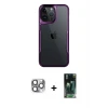 ieg™ iPhone 16 Pro Max Kılıf Akış Çizgi Koleksiyonu - Siyah 360 Mat Full Body Arka Koruyucu + Pers Alüminyum Kamera Lens - GI