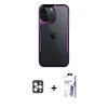 ieg™ iPhone 16 Pro Max Kılıf Akış Çizgi Koleksiyonu - Siyah Bilvis 3X AR HD Cam Ekran Koruyucu + PVD Metal Kamera Lens - GD