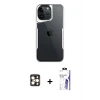 ieg™ iPhone 16 Pro Max Kılıf Akış Çizgi Koleksiyonu - Siyah Bilvis 3X AR HD Cam Ekran Koruyucu + PVD Metal Kamera Lens - GD