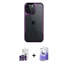 ieg™ iPhone 16 Pro Max Kılıf Akış Çizgi Koleksiyonu - Siyah Bilvis 5in1 5D Magic Hayalet Cam Ekran Koruyucu + Bilvis Titan Kamera Lens - SH