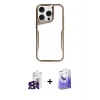 ieg™ iPhone 16 Pro Max Kılıf Akış Çizgi Koleksiyonu - Siyah Bilvis 5in1 5D Magic Hayalet Cam Ekran Koruyucu + Bilvis Titan Kamera Lens - SH