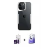 ieg™ iPhone 16 Pro Max Kılıf Akış Çizgi Koleksiyonu - Siyah Bilvis 5in1 5D Magic Hayalet Cam Ekran Koruyucu + Bilvis Titan Kamera Lens - SH