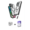 ieg™ iPhone 16 Pro Max Kılıf Atlas Doku Koleksiyonu - Siyah Bilvis 5in1 3D Magic Cam Ekran Koruyucu + Pers Alüminyum Kamera Lens - GS