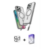 ieg™ iPhone 16 Pro Max Kılıf Atlas Doku Koleksiyonu - Siyah Bilvis 5in1 3D Magic Cam Ekran Koruyucu + Pers Alüminyum Kamera Lens - GS