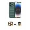 ieg™ iPhone 16 Pro Max Kılıf Atlas Koleksiyonu - Siyah Buffer Cam Ekran Koruyucu + Pers Alüminyum Kamera Lens - CLTM