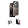 ieg™ iPhone 16 Pro Max Kılıf Atlas Minimal Özel Seri - Siyah 3D Antistatik Mat Seramik Nano Ekran Koruyucu + Pers Alüminyum Kamera Lens - GI