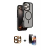 ieg™ iPhone 16 Pro Max Kılıf Çekirdek Minimal Prime - Siyah 3D Antistatik Mat Seramik Nano Ekran Koruyucu + Pers Alüminyum Kamera Lens - CLTM
