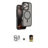 ieg™ iPhone 16 Pro Max Kılıf Çekirdek Minimal Prime - Siyah Buffer Cam Ekran Koruyucu + Pers Alüminyum Kamera Lens - GS