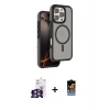 ieg™ iPhone 16 Pro Max Kılıf Çekirdek Minimal Prime - Siyah Buffer Hayalet Cam Ekran Koruyucu + Bilvis Titan Kamera Lens - GS