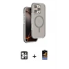 ieg™ iPhone 16 Pro Max Kılıf Çekirdek Minimal Prime - Siyah Buffer Hayalet Cam Ekran Koruyucu + PVD Metal Kamera Lens - GS