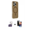 ieg™ iPhone 16 Pro Max Kılıf Çekirdek Modern Prime - Siyah 3D Antistatik Mat Seramik Nano Ekran Koruyucu + Bilvis Titan Kamera Lens - GS