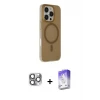 ieg™ iPhone 16 Pro Max Kılıf Çekirdek Modern Prime - Siyah Bilvis 5in1 3D Magic Cam Ekran Koruyucu + Pers Alüminyum Kamera Lens - GI