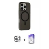 ieg™ iPhone 16 Pro Max Kılıf Çekirdek Modern Prime - Siyah Bilvis 5in1 3D Magic Cam Ekran Koruyucu + Pers Alüminyum Kamera Lens - GI