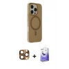 ieg™ iPhone 16 Pro Max Kılıf Çekirdek Modern Prime - Siyah Bilvis 5in1 5D Magic Hayalet Cam Ekran Koruyucu + Pers Alüminyum Kamera Lens - CLTM