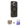 ieg™ iPhone 16 Pro Max Kılıf Çekirdek Modern Prime - Siyah Bilvis 5in1 5D Magic Hayalet Cam Ekran Koruyucu + Pers Alüminyum Kamera Lens - CLTM