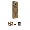 ieg™ iPhone 16 Pro Max Kılıf Çekirdek Modern Prime - Siyah Buffer Hayalet Cam Ekran Koruyucu + Pers Alüminyum Kamera Lens - CLTM