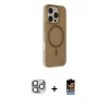 ieg™ iPhone 16 Pro Max Kılıf Çekirdek Modern Prime - Siyah Buffer Hayalet Cam Ekran Koruyucu + Pers Alüminyum Kamera Lens - GI