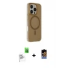ieg™ iPhone 16 Pro Max Kılıf Çekirdek Modern Prime - Siyah Buffer Hayalet Cam Ekran Koruyucu + Raze Metal Kamera Lens - BZ